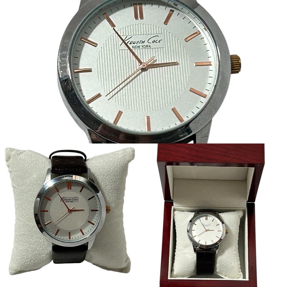 Kenneth Cole New York Men's Brown Genuine Leather Watch 10024818 Water Resistant